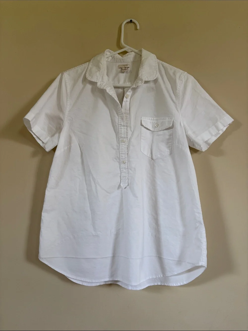 J.Crew women's relaxed short-sleeve poplin popover top in white,